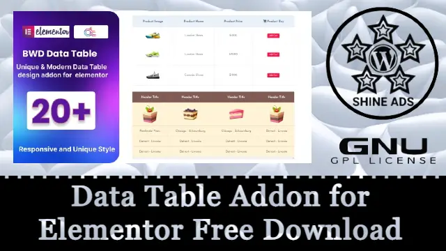 Data Table Addon for Elementor Free Download